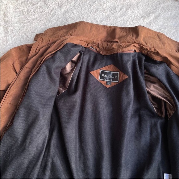 Vintage 90s insulated anorak jacket coat pecan trench brown oversized Gallery M - Picture 8 of 14